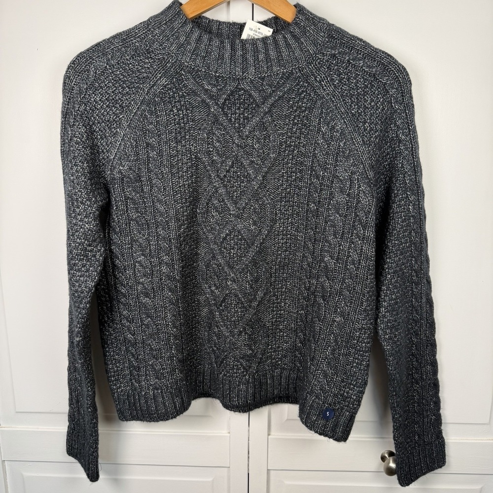 Abercrombie & Fitch‎ Cable Knit Sweater Women's Small Mock Neck Navy New